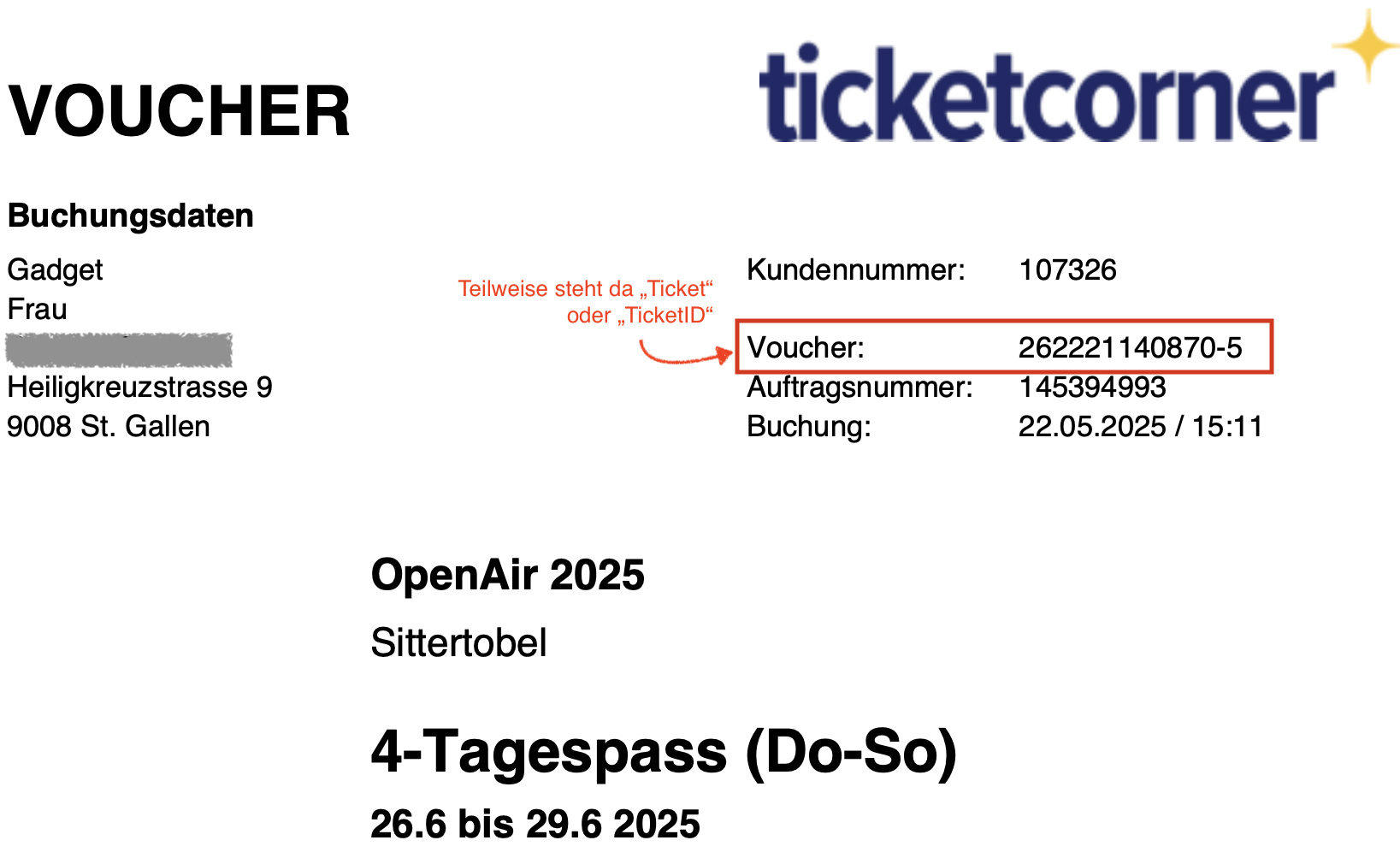 Beispiel-Ticket Ticketcorner